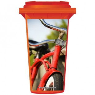 Red Bicycle Wheelie Bin Sticker Panel